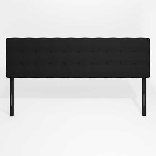Image of Furinno Roanne Headboard King Size, Tufted Upholstered Wooden Head Board, Bed Frame Mount, Easy Assembly, for Bedroom, Dorm, Plain Black