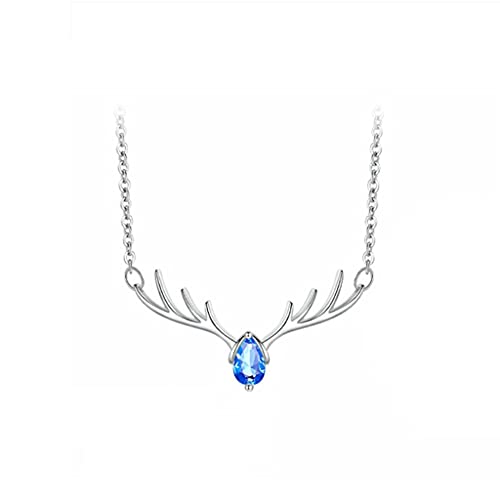 jiaquanwufeng-2022 Collares Collares para Mujeres Asador clásicas Modelación de diseño, Brillo Azul Zircon Exquisito Collar Colgante (Conjunto de Caja de Regalo) Collares de Mujer