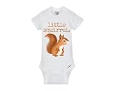 Little Squirrel adorable animal themed white short sleeved baby onesie bodysuit and toddler shirts for boy or girl unisex sizes newborn to 5T (18 Month US)
