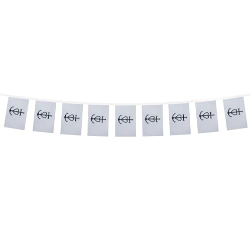 Image of AZ FLAG Camargue Cross 6 meters BUNTING Flag 20 flags 9'' x 6'' - Camargue in France STRING flags 15 x 21 cm