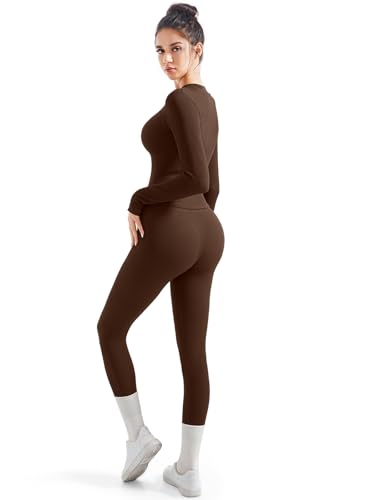 SUUKSESS Women 2 Piece Seamless Ribbed Workout Sets With Zip Up Jacket High Waisted Gym Yoga Leggings3