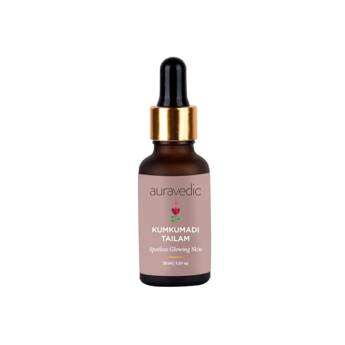 Auravedic Kumkumadi Tailam - Aceite facial para una piel radiante, 30 ml, suero facial Kumkumadi Thailam