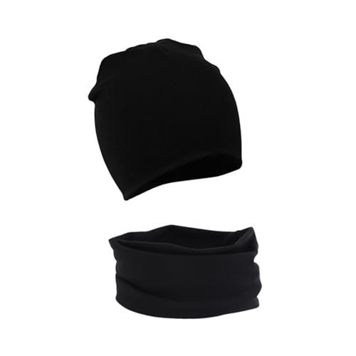 WUWYOUWL Gorro de algodón suave para bebé, bufanda de duende de dos piezas para 1-3, unisex, para otoño e invierno, Negro , Talla única