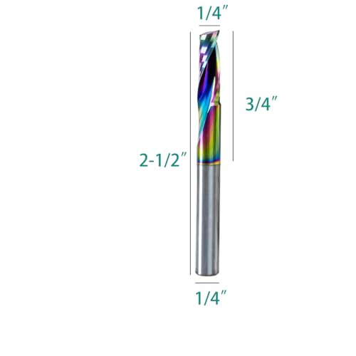 Image of NZ 1 /4 inch Single Flute End Mill with TA-C Coating | NZ 1 /4 inch Single Flute End Mill, DLC Coated HRC45 Carbide CNC Router Bits for Machining Aluminum, Copper, Titanium