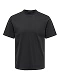 ONLY & SONS Onsotis Life Reg Mock Neck tee, Negro Azabache, S Hombres