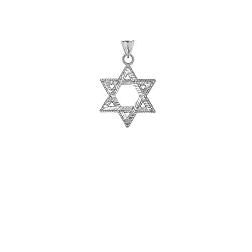 Certified 14k Gold Sparkle-Cut and Milgrain-Edged Star of David Pendant