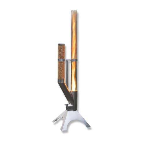 Feuerrohr - Dekorative Feuersäule Outdoor inkl. Reinigungsbürste und Abdeckhaube | Nachhaltige Feuerrohr Pelletfackel für stimmungsvolle Gartenmomente...