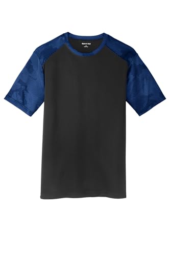 SPORT-TEK CamoHex Colorblock Tee | Athletic T-Shirt for Men & Women, Stylish Workout Top for Gym & Casual Fashion