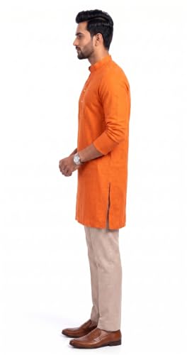Image of Men's Cotton Blend Plain Kurta Comfortable and Stylish