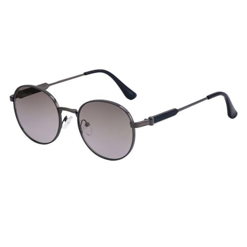 Lunettes de soleil de luxe élégantes à monture métallique ronde pour femme et homme