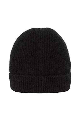 ICHI IHIAIVO Damen Wintermütze Beanie Mütze Rippstrick leicht elastisch unifarben, Größe:ONE, Farbe:Black (194008)