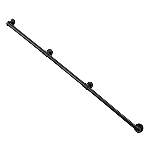Barre de support antidérapante en fer forgé noir de 19ft