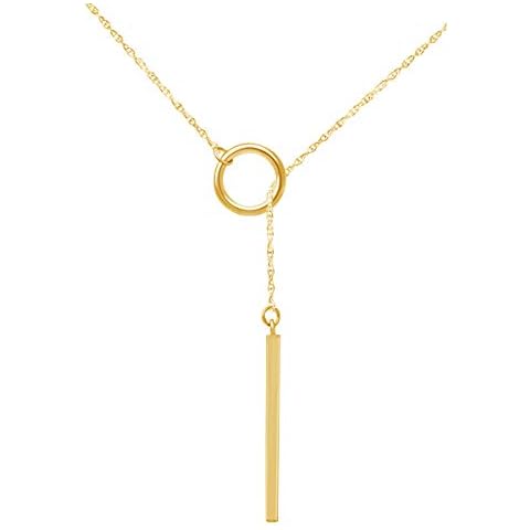 Aria Jewels 14k Yellow Gold Over Sterling Silver Strip Bar Pendant Necklace For Women 28" Chain Cover