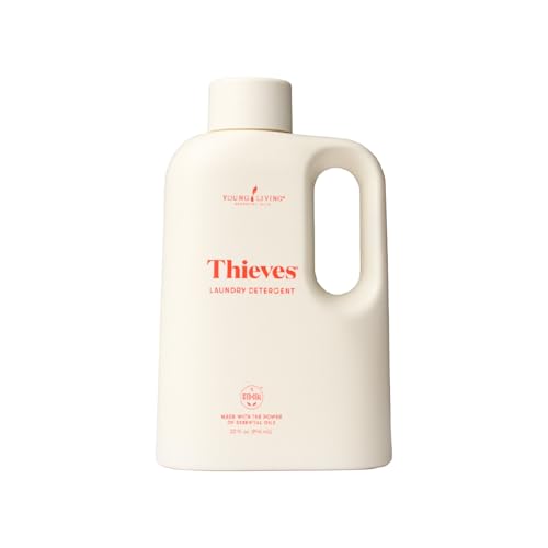 Young Living Thieves Laundry Soap | 32oz | Concentrated Laundry Detergent | Plant Based Formula with Essential Oils | Lemon Cinnamon & Rosemary Oil | Made for Sensitive Skin | Cleaning Supplies