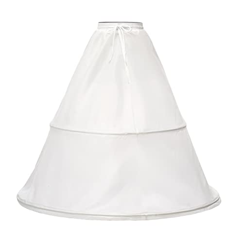 Women's 2 Hoops Bridal Crinoline White Petticoat Half Slip Underskirt Wedding Dress Bride Pannier Petticoat