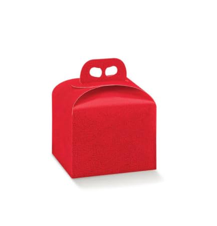 Generico Scatole Porta Panettone Alto Tinta Unita, Set da 50 Pezzi, 20x20x18 cm (Rosso Pelle)