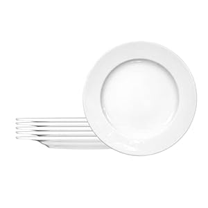 Seltmann Weiden Commercial Dinnerware, Meran Porcelain Flat Plate with Rim, Salad Plate, White, 9-Inch, Set of 6