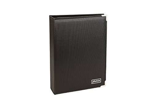 Kenro Black Textured Photo Album with Silver Corners for 200 Photos 7x5 inch/13x18cm, Slip-In Pages - PKB137