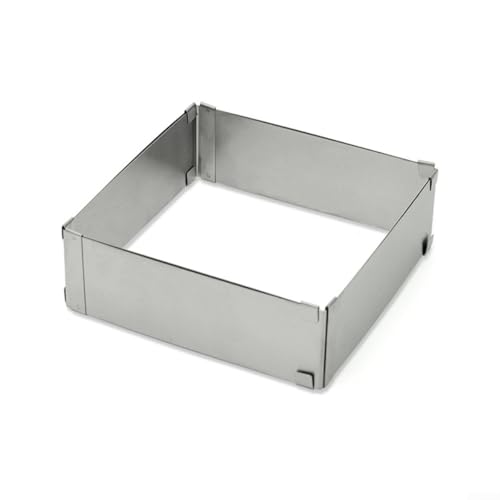 Honseadek Molde cuadrado para tartas con anillo de mousse ajustable, acero inoxidable reutilizable de 4 a 11 pulgadas para pasteles de tiramisú y mousse (6-11 pulgadas)