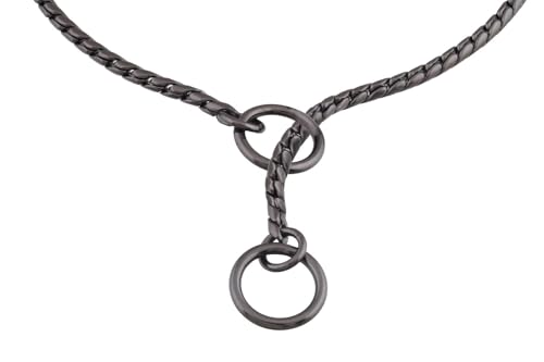 Image of Heavy Duty Choke Swivel Metal Dog Chain - Durable Training Collar with Strong Links & 360 Swivel for Medium & Large Dogs (Snake Chain 49cm /4 MM - Black)
