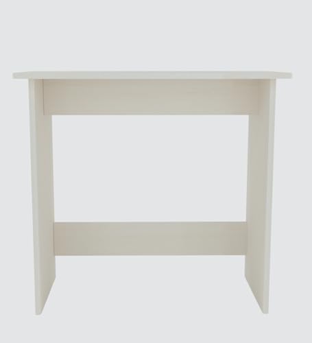 Image of Compact Study Desk, White, 80x40x74 cm, Space-Saving Home Office Table, Modern Design, DIY Assembly