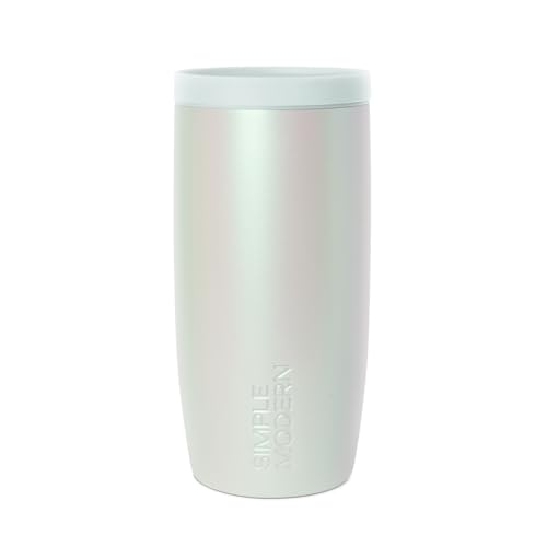 Image of Simple Modern Travel Coffee Mug Tumbler with 360 Lid | Ceramic-Lined Insulated Stainless Steel Cold Brew Iced Coffee Cup | Gifts for Women Her Him | Voyager Signature | 16oz | Spring Air Pearl