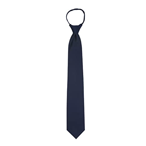 Jacob Alexander Men's Pretied Solid Color Zipper Tie - Navy