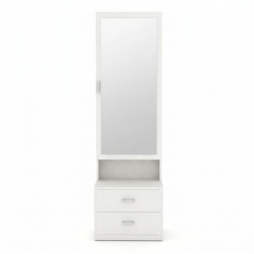 Image of DesignFit Engineered Wood Dressing Table with Drawer and Door Storage | Wooden Mirror Vanities Furniture for Bedroom Living Room and Home (White Finish)