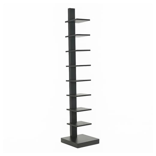 Proman Products Spine Standing Bookshelf, 15”W x 15“D x 67”H, Black