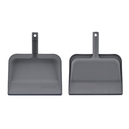 Image of Superio Clip-On Dustpan with Rubber Lip - 10-inch Wide Durable Plastic Dust Pan with Comfort Grip Handle, 2-Pack (Grey)