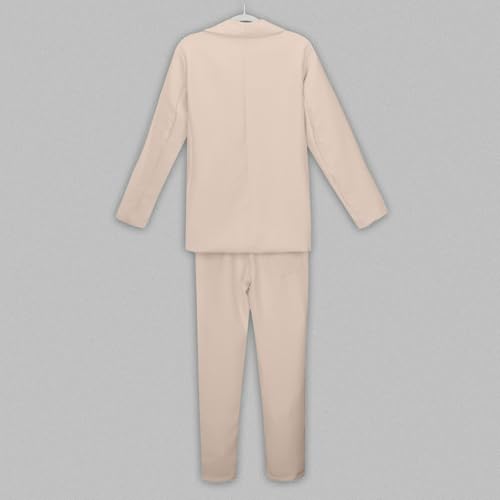 Girls Summer Casual Suit Set Open Front Long Sleeve Lapel Jacket Outfit with Comfortable Pants for Kids4