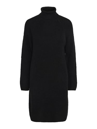 PIECES Damen Pcellen Ls High Neck Knit Dress Noos Bc, Schwarz,S
