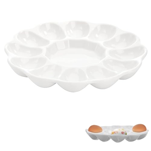 Porta Uovo Pasqua Natale, Piatto di presentazione uova in porcellana - Piatto da Portata Ceramica per Piatti Pasquali, Un'Esclusiva Combinazione di Eleganza e Funzionalità