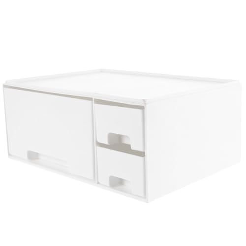 Support pour écran d'ordinateur à finition soignée et tiroir blanc design