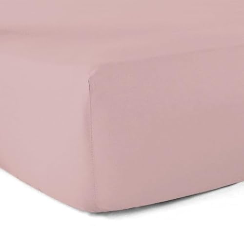 Sábana Bajera 100% algodón, 57 Hilos, Rosa Polvoriento, 90 x 190 cm, Gorro de 30 cm