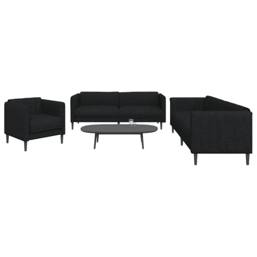 Sophrelle Juego de sofás 3 Piezas Tela Negro Negro,3209231