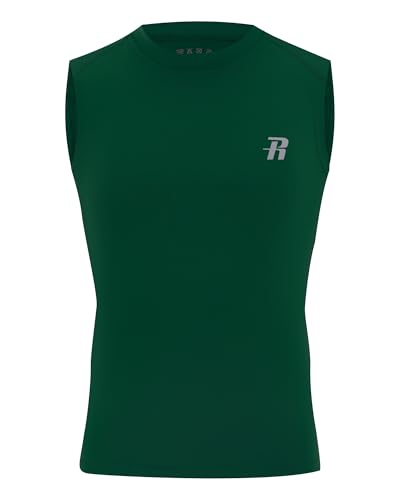 Runhit FZB0106087-34- GREEN :L Boys Compression Shirt Sleeveless Kids Athletic Tank Top Youth Quick Dry Undershirt cover