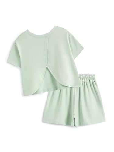 Image of Girls Clothing 2 Piece Summer Set Short Sleeve Tops Shirts Baggy Shorts with Pockets Fashion Outfits for Kids