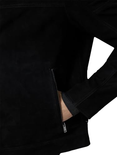 Chaqueta de cuero ante para hombre estilo cafe racer miniatura 5