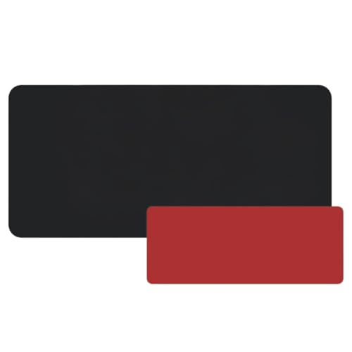 EMIRAIZE デスクマット 両面PUレザー マウス対応 大型マウスパッド デスクプロテクター 防水 レザー 学習机 ゲーミング おしゃれ 革 レザー (レッド×ブラック, 90cm×45cm)