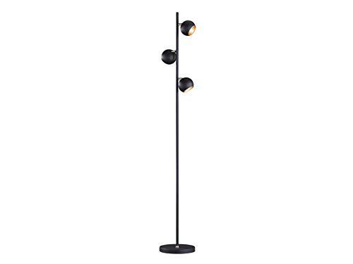 Trio Lighting Leuchten Dakota Lámpara de Pie, Schwarz Matt/Goldfarbig, Negro