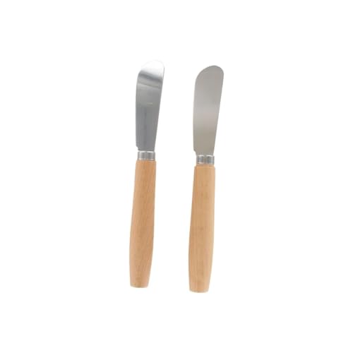 Fackelmann 40908 Lot de 2 couteaux à beurre, spatules à tartiner, Bois, Acier inoxydable, 17,3 x 2,1 x 1,3 cm