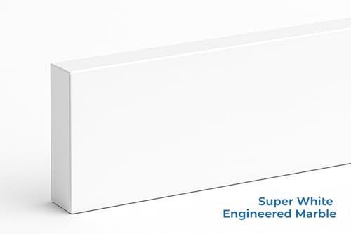 Image of Bathroom Vanity Sink Backsplash /Sidesplash (Super White Engineered Marble, 4 inch x 48 inch)