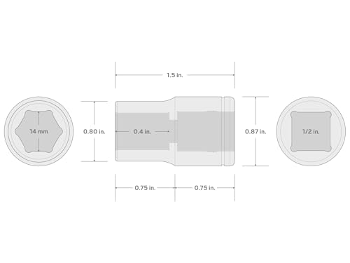 Image of TEKTON 1 /2 Inch Drive x 14 mm Shallow 6-Point Socket | SHD22114