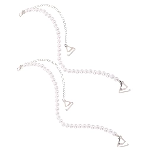 MOKKHNB 1Pair Pearl Straps Replacement Beaded Decorative Shoulder Straps for Easy Hook Attachment Non Slip Design for One Shoulder Dresses and Fashion Outfits