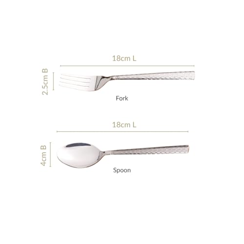 Image of Nestasia Stainless Steel Cutlery Set of 12 (18cm Each) - Dishwasher Safe & Rust Resistant Spoon & Fork Set - Embossed Cutlery Set for Dining Table, Kitchen & Gifting