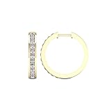 Yellow Gold Plated Sterling Silver 1CT Channel Set Round-cut Real Diamond All Round Endless Large Ho