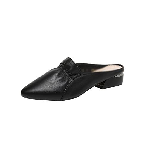 Slippers Women Summer Flats Lady Sandals Slippers Genuine Leather Slip on Pointed Women Mules Outdoor Slipper Shoes Woman Slides