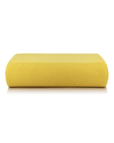 Image of Casa Copenhagen, Egyptian Cotton - Waffle Terry Towel 4 Piece 100% Cotton Large Bath Towel Set - Butter Yellow