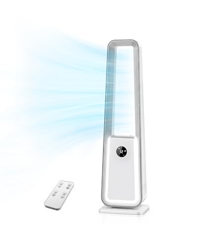 Aiorber Rotorloser Turmventilator sehr leise mit Fernbedienung : 24 Geschwindigkeiten 3 Modi 75 Oszillation 12H Timer 4 LED-Farben für Schlafzimmer Büro & Wohnzimmer